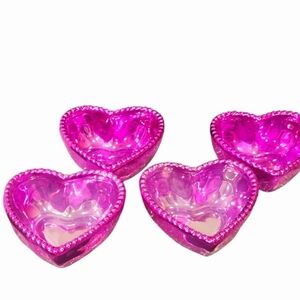 At Home Set of Four Pink Metallic0 Heart-Shaped Decorative Bowls